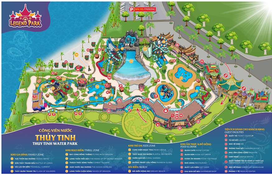 Bản đồ công viên nước Thủy Tinh