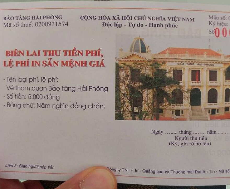 Vé vào của bảo tàng Hải Phòng