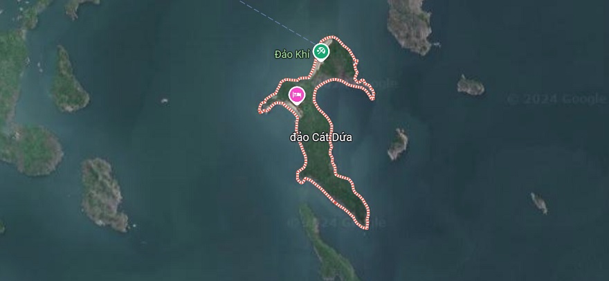 Vị trí đảo khỉ (Cát Dứa) trên bản đồ google mapa