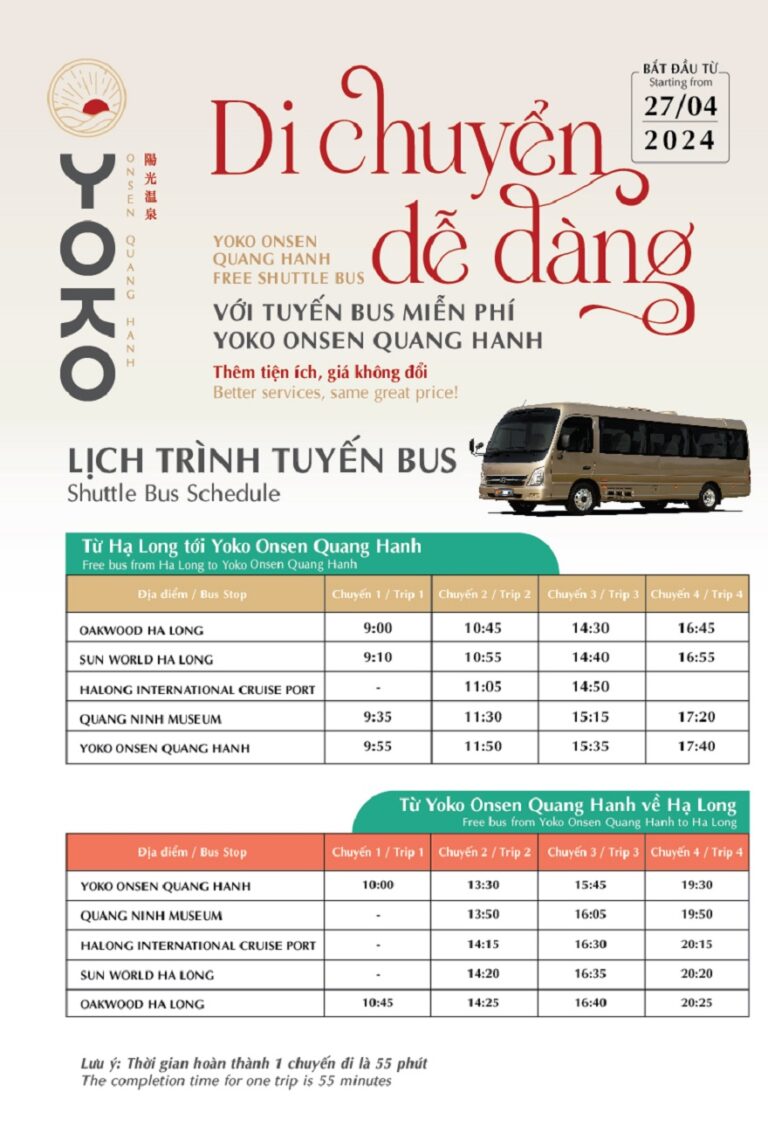 Tuyến bus miễn phí Hạ Long – Yoko Onsen Quang Hanh
