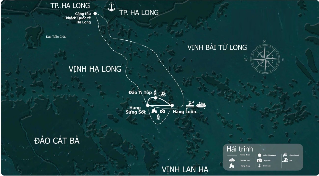 Hải trình tham quan các điểm trong tour thăm quan Vịnh Hạ Long 6 tiếng