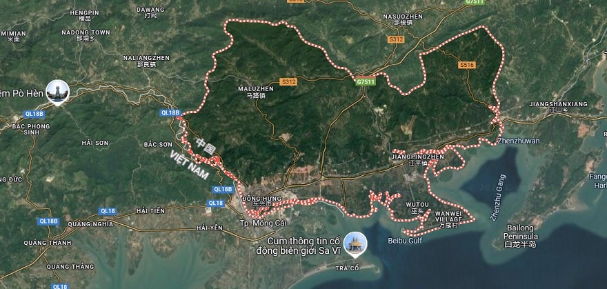 Vị trí Đông Hưng trên bản đò Google Map