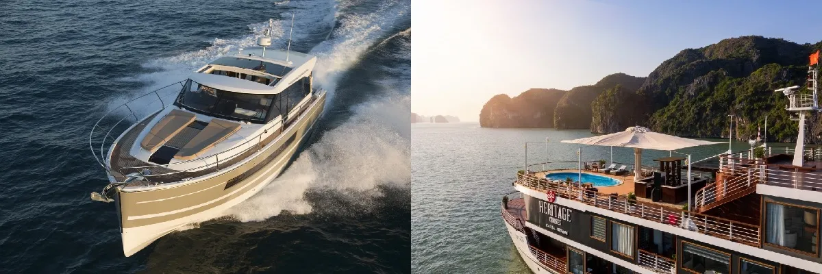 Hai loại du thuyền ngủ đêm Vịnh Hạ Long Yacht (trái) và Overnight Cruise (phải)