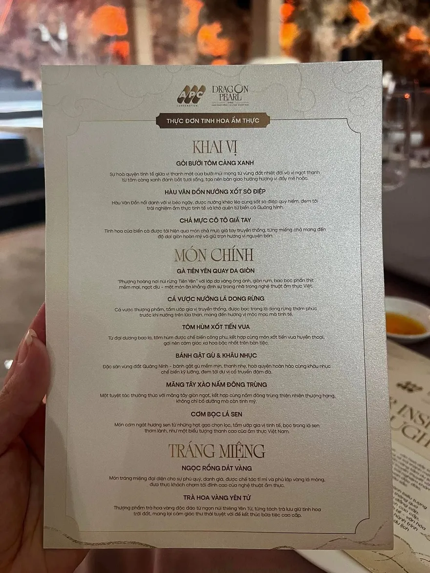 Thực đơn của Nhà Hàng Hang Ngọc Rồng