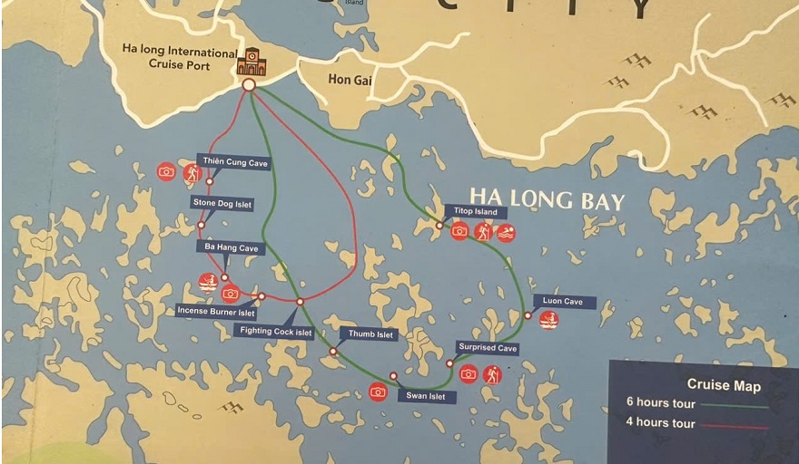 Bản đồ các điểm tham quan Vịnh Hạ Long