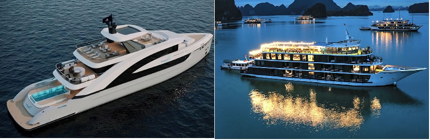Chiếc Saquila Yacht (trái) và Doris Cruise (phải)