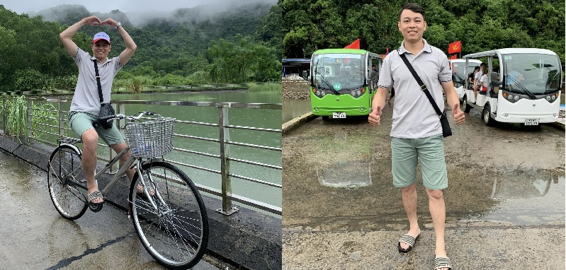 Du khách có thể lựa chọn đạp xe hoặc đi xe điển đến làng