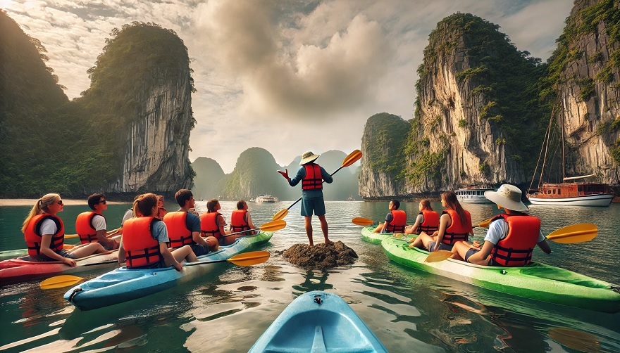 Hướng dẫn chèo Kayak tại Vịnh Hạ Lông