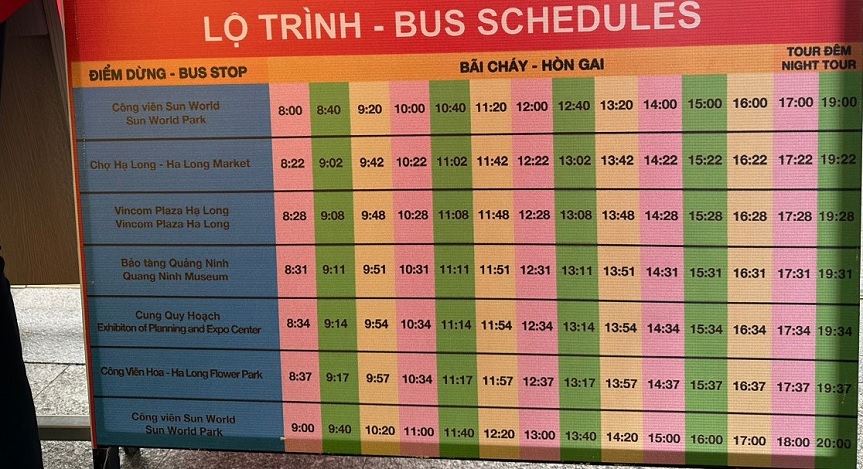 Lộ trình xe bus 2 tầng Hạ Long city tour