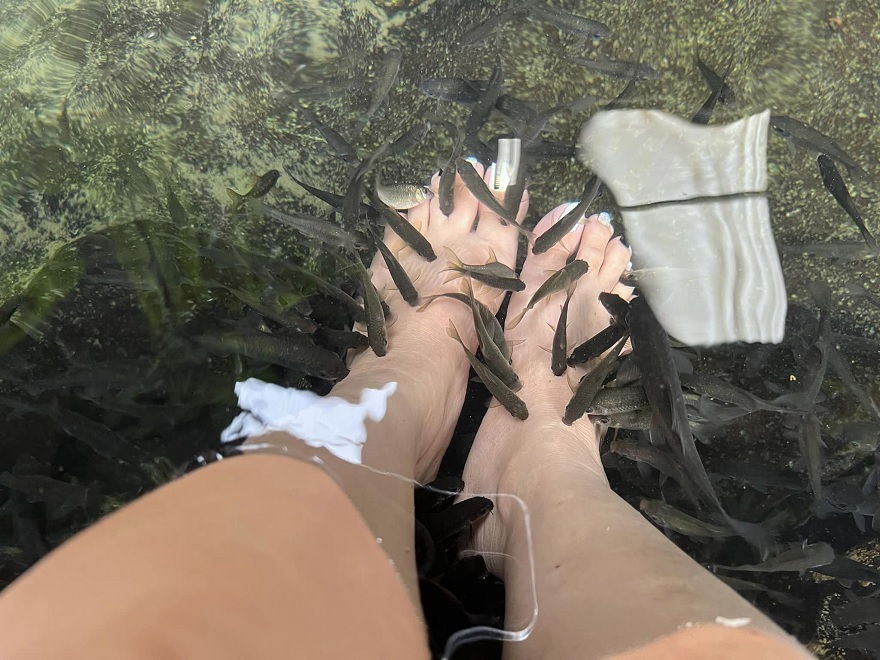 Ngâm chân mát - Xa tại suối cá dầm làng Việt Hải