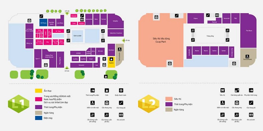 Sơ đồ tầng 1 và 2 Vincom Hạ Long