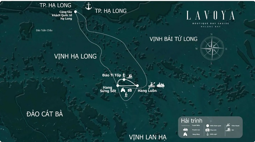 Hải trình của Du thuyền Lavoya Boutique Day Cruise