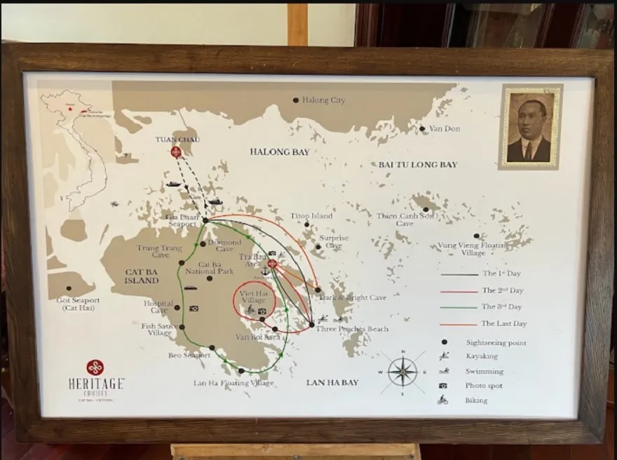 Bản đồ hải trình của du thuyền Heritage Bình Chuẩn