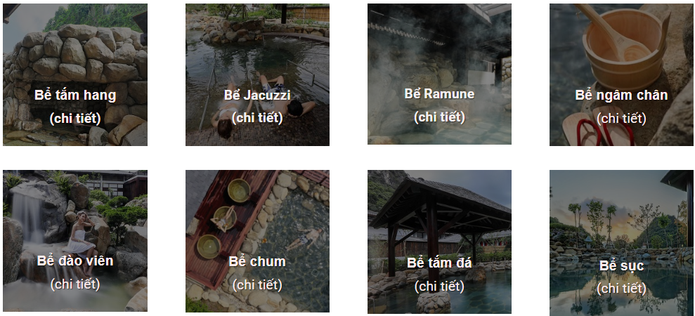 Các bể tắm khoáng tiêu biểu