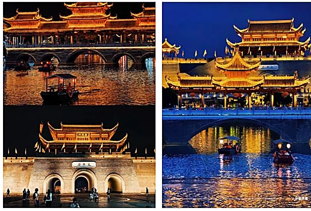 Cầu Kiều & Thái Bình Cổ Trấn lung linh soi bóng dòng Tả Giang