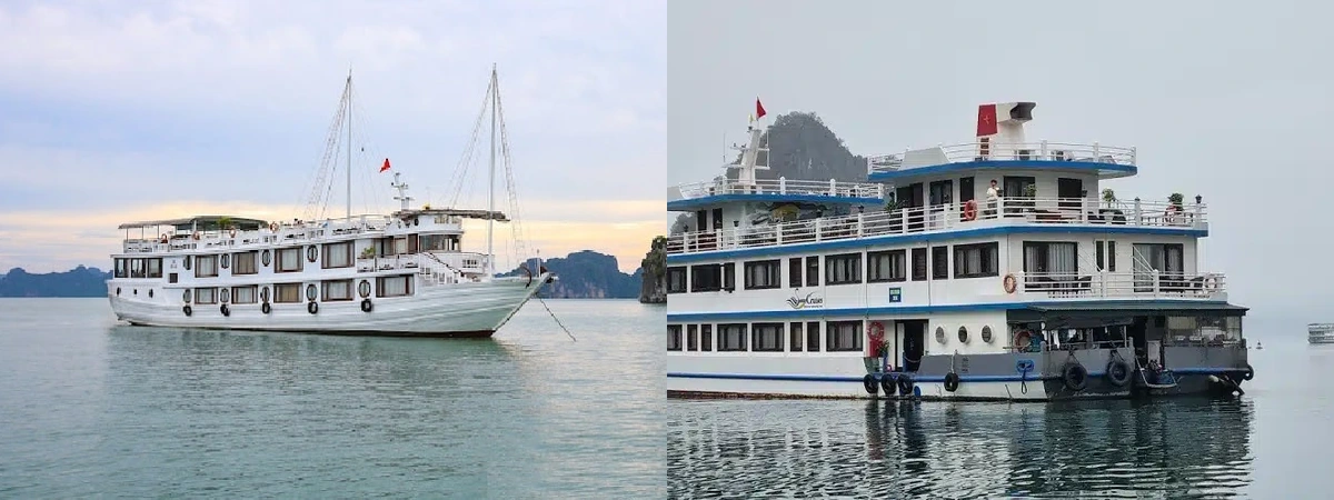 Du thuyền 3 sao Oriental Sails (trái) và Swan Cruise (phải)