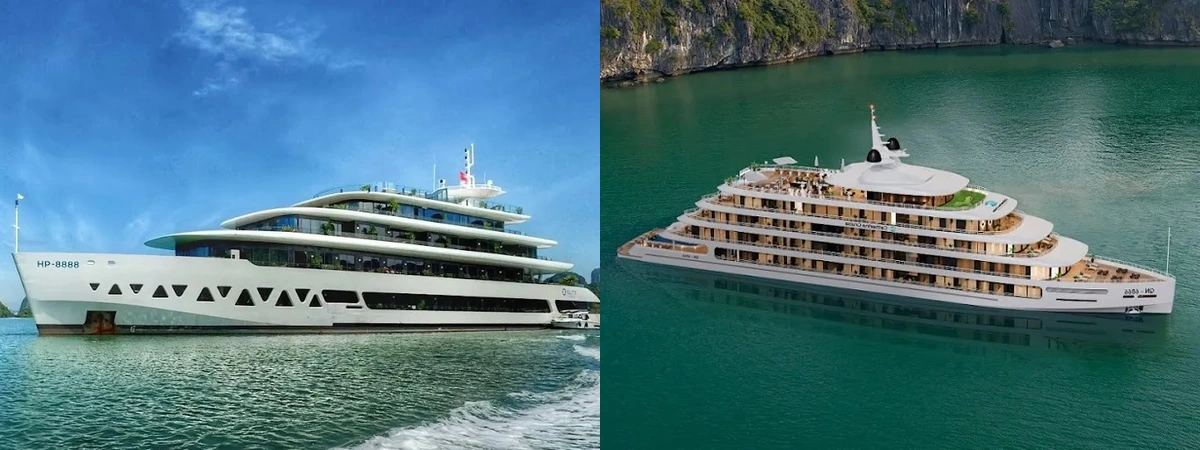 Siêu du thuyền 6 sao Elite of the Seas (trái) và Catherine Cruises (phải)