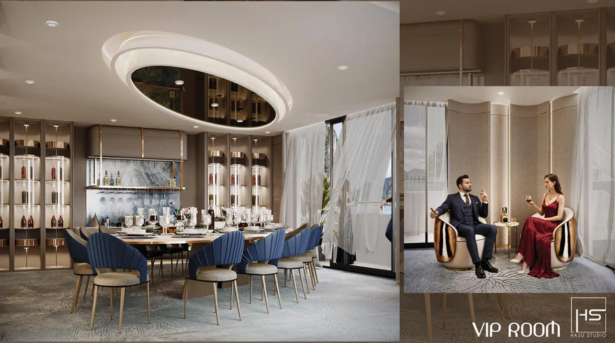 Hệ thống phòng VIP ẩm thực riêng tư đẳng cấp, được thiết kế tinh xảo dành cho những bữa tiệc thân mật và các buổi chiêu đãi đối tác quan trọng.